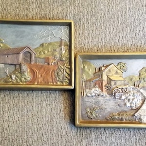 Set of  Vintage Holland Mold Diorama Ceramic Wall Hangings