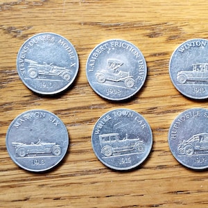 Vintage Promotional Sunoco Gas Aluminum Antique Car Tokens