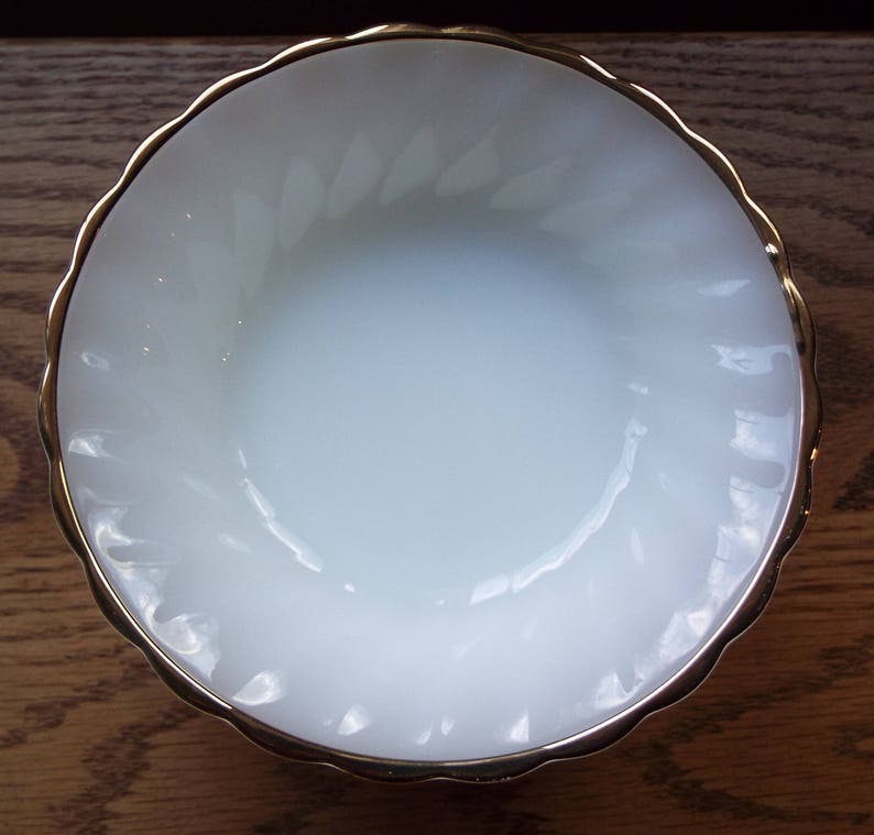 Vintage Anchor Hocking ClassicRachael design~Set of 5 Fruit Bowls with 22Kt Gold Trim