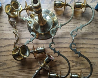 Vintage Brass Candelabra  Variable     6 pieces