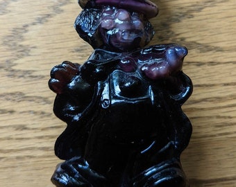 Vintage Purple Slag Glass Clown Figurine