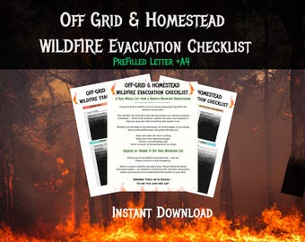 Wildfire Evacuation Checklist | Off-Grid & Homestead Tested | Pre-Filled Emergency Prep PDF Printable