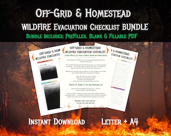 Wildfire Evacuation Checklist | Printable + Editable (Fillable) PDF | Off-Grid & Homestead Emergency Prep