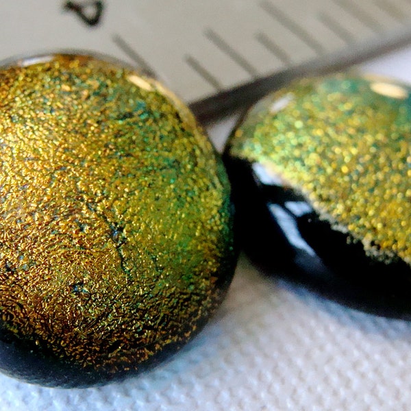 Dichroic Fused Glass Cabochon 19 mm Set of 2 Handmade