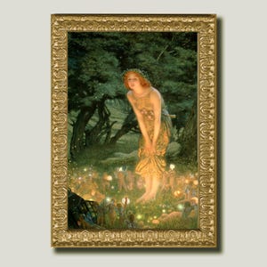 Midsummer Eve, Edward Robert Hughes, framed, print on canvas, Fairy circle.