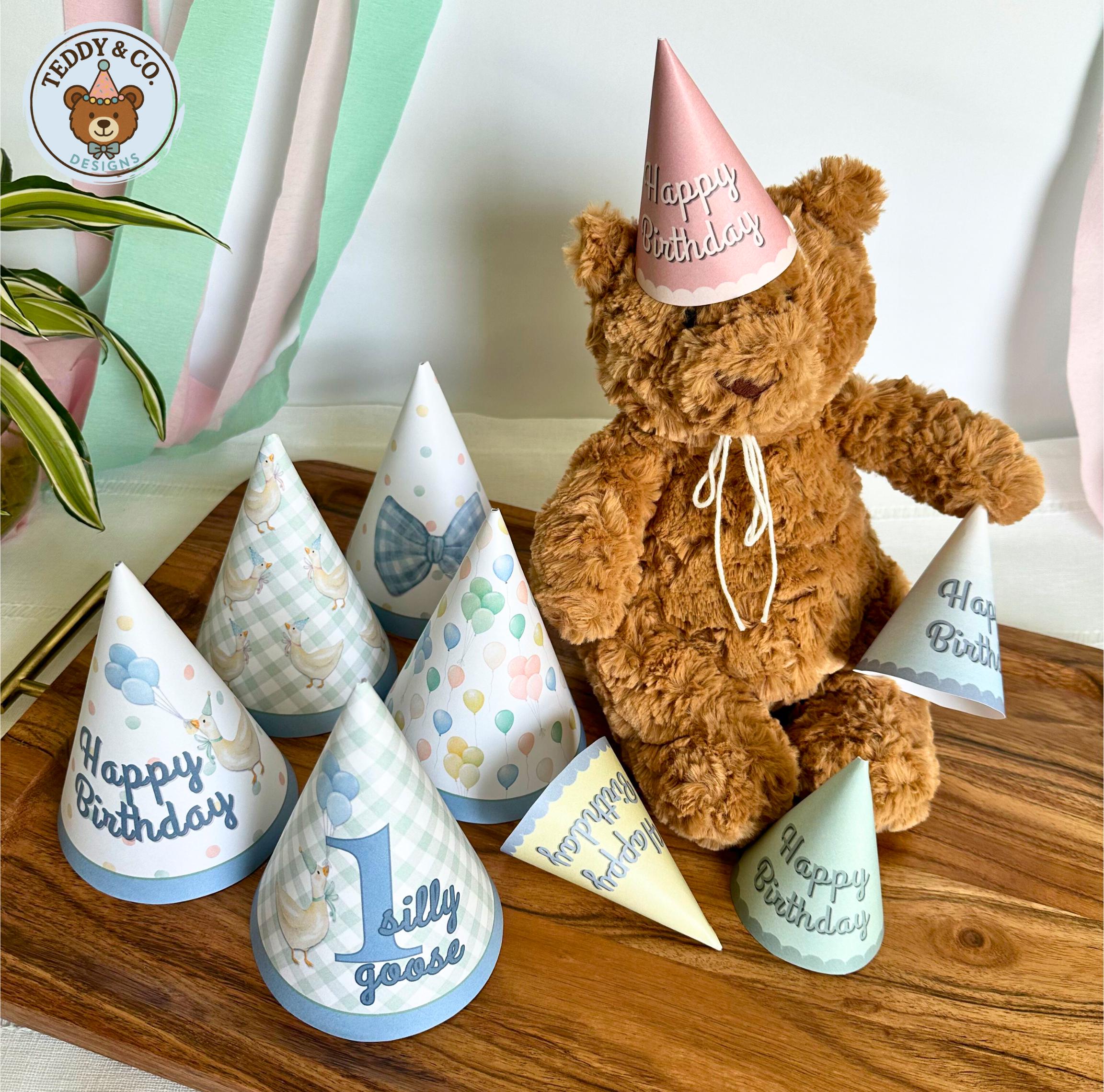 Silly Goose Birthday Party Hat: Blue DIY Decor (PDF Download