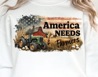 America Needs Farmers PNG, Patriotic Tractor Clipart (Digital Download)