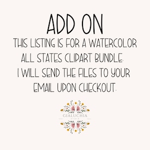 Watercolor Floral All US States Map Clipart Bundle