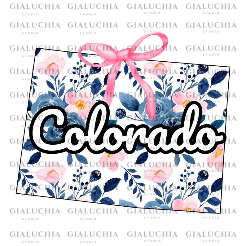 Watercolor Floral Colorado State Map With Bow (PNG Digital Download) - Etsy