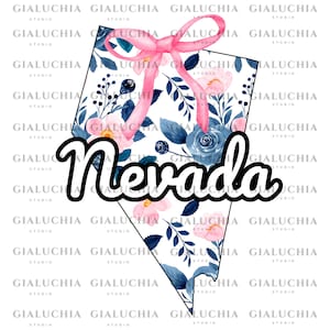Aquarell Blumenzustand Karte von Nevada png, Kokett Ästhetischer Bogen png, Niedlicher Femininer Zustand Umriss Clipart, trendiges Girly Zustandsdesign