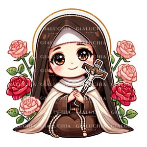 Bundle de cliparts mignon bébé saints catholiques, saints Chibi PNGs pour projets catholiques, conceptions basées sur la foi pour la sublimation, illustration de saints