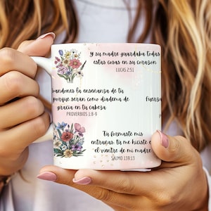 Spanish Bible Verse Mug Wrap For Sublimation, Bible Verse Mug PNG, Gifts For Mom, Frases Religiosas Mug Wrap 11/15 oz, Spanish PNG Design