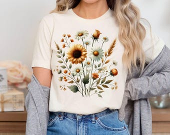 Cottagecore Wildflower PNG: Autumn Floral Bouquet Clipart (Digital Download, 4000x4000 px, 300 DPI)