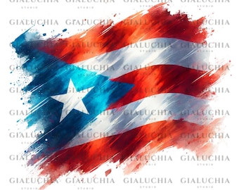 Watercolor Flag Of Puerto Rico png, Puerto Rico Sublimation Design, Colorful Patriotic Png, Boricua Clipart, Instant Digital Download Png
