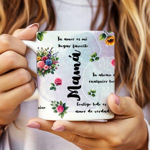 Taza con frases en español para madres (sublimación), taza PNG para el Día de la Madre, regalos para mamá, taza con frases para mamá (11/15 oz), diseño PNG en español