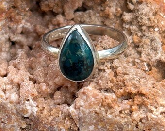 Teal Turquoise Sterling Silver Ring, Size 6