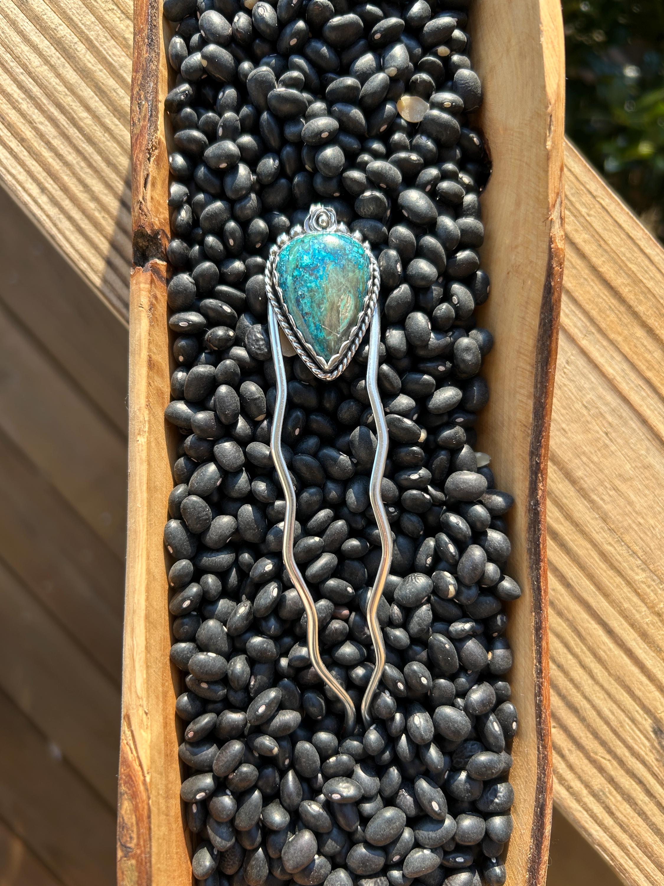 Chrysocolla Hair Pin - Etsy display picture 1