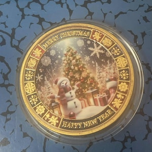 Merry Christmas Happy New Year Gift Medal Collectible Gift 40mm diameter with capsule