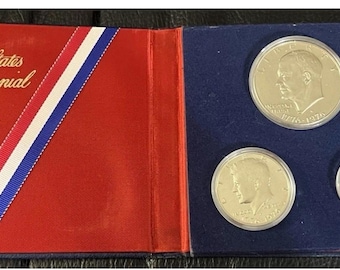 1976 Bicentennial 40% Silver 3 Coin Proof Set Ike Dollar, Kennedy Half, Quarter