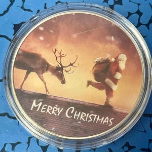 Santa & Reindeer Christmas Coin: Holiday Keepsake Gift