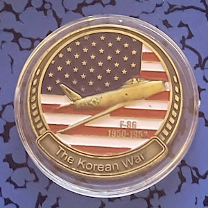 F-86 Sabre Jet Korean War Challenge Coin: Patriotic US Air Force Fighter Pilot Memorabilia