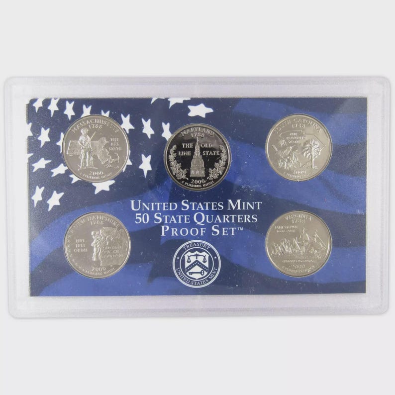 2000 U.S. Mint Proof Set: State Quarters, COA, Original Box - Etsy