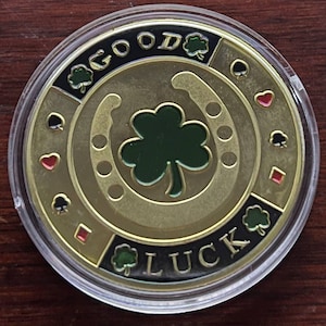 Clover Casino Good Luck Coin Poker Card Guard Gold Challenge Coin Medal