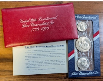 1976 Bicentennial Silver Set OGP 40% Dollar Half Quarter Red Pack Collector Coins