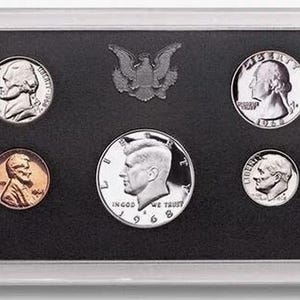 1968-S US Proof Set: 5 Coins Including 40% Silver Kennedy Half Dollar in Original Package
