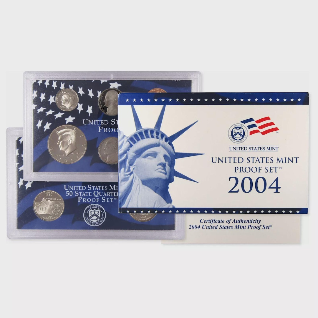 2004 US Mint Proof Set: State Quarters & Jefferson Nickels - Complete W ...