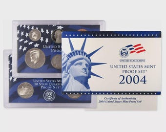 2004 US Mint Proof Set: State Quarters & Jefferson Nickels - Complete w/ Certificate of Authenticity