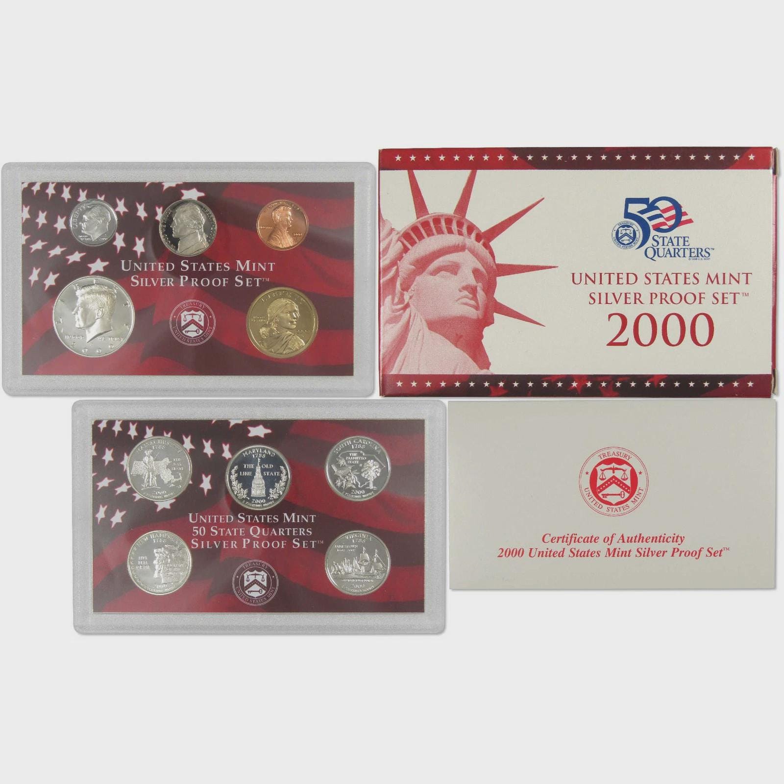 2000 United States Mint Silver Proof Set – Complete 10-coin Set W