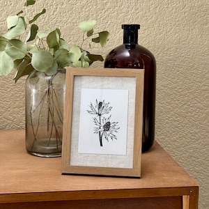Linograbado de cardo silvestre – Decoración botánica rústica para pared, sin marco / Arte floral para habitación infantil / Decoración para oficina en casa / Arte para pared de dormitorio