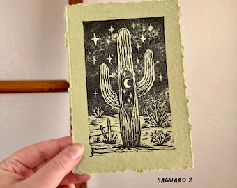 Misprint Linocut Art | B-Grade Block Print | Imperfect Handmade Western Decor | Junk Journal Ephemera