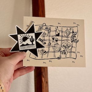 March Snail Mail Club Monthly Subscription | Sawtooth Spring Theme | 3.5" Vinyl Sticker, Linocut Print & Junk Journal Kit | Happy Mail