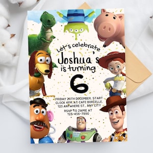 Kids Editable Toy Story Birthday Invitation Template, Printable Birthday Party Invitations, Digital Kids Party Invite Template Bday Card