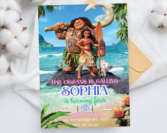 Moana 2 Birthday Invitation, Digital Editable Moana 2 Birthday Invite, Digital Invitation Moana 2 Template, 0047