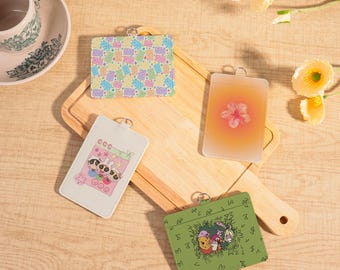 Cartoon Soft Leather Card Holder,Blush Gradient Card Holder,Custom Name Badge Holder,Cute Flower Bow ID Badge Holder,Gift for Nurse/Teacher