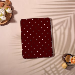 Burgundy Polka Dots iPad Case for iPad Pro Mini Air 2025/2024,Pro 2025-11/13″ Air 7-11/13" A16 Cover,Custom iPad Case,with Pen Slot,Gift