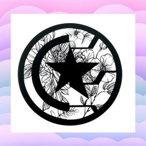 Captain America and the Winter Soldier Floral Shield Logo Inspired Star Sticker | Laptop Tumbler Journal Decal | Cute Superhero Decal