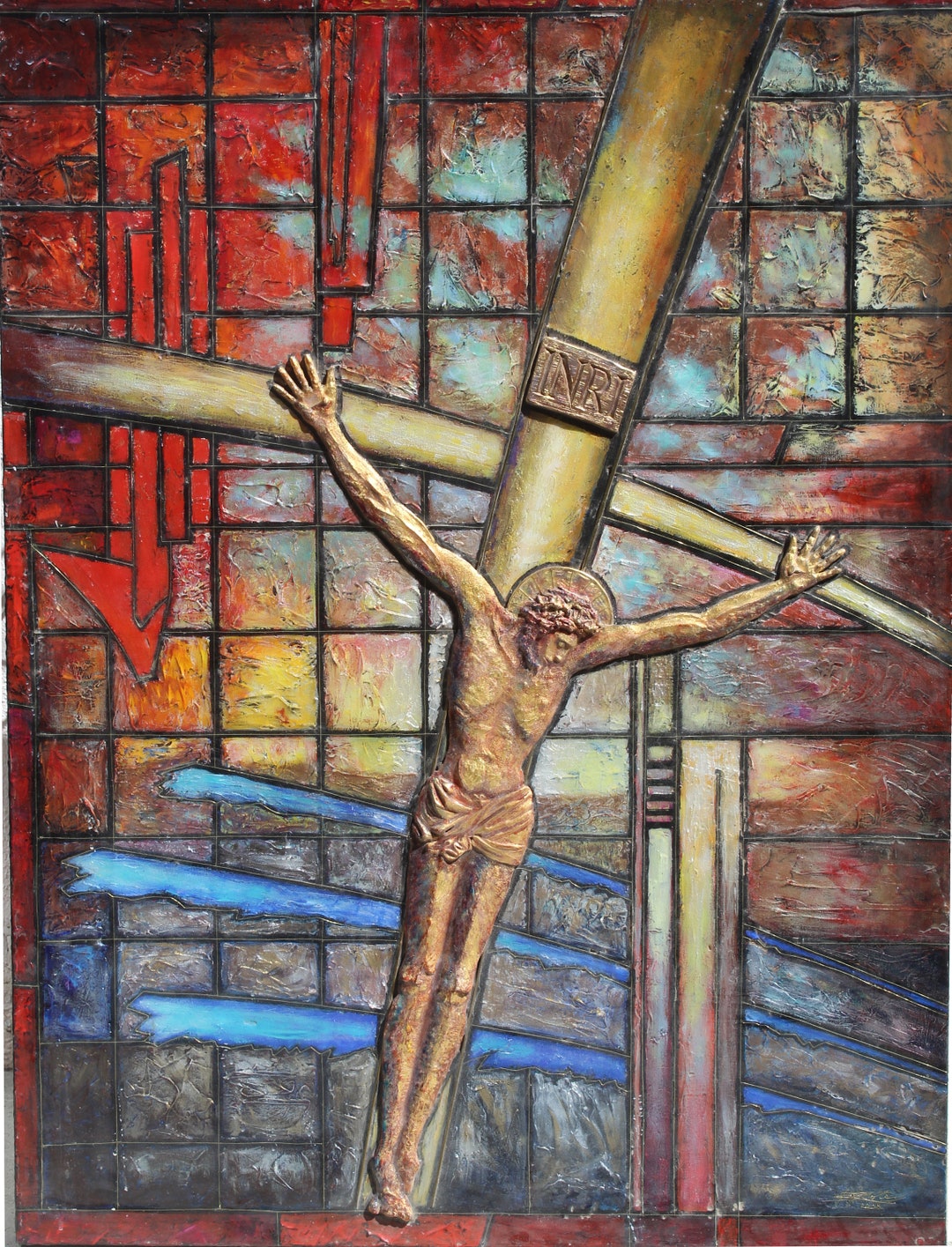 Original Abstract Painting Religious Art Jesus Painting Wall Etsy