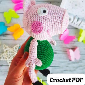 GEHAAKT PATROON George Pig, digitale download amigurumi-haakpatroon, hartjespatroon, gemakkelijke amigurumi, haakpatroon varken Peppa&#39;s Brother