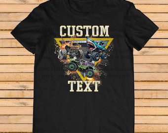 Many Monster Truck Shirt – Custom Text Tee, Personalized Monster Jam Birthday Gift for Kids & Adults, Customizable Truck Design #6