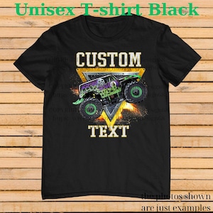 Custom Monster truck Birthday shirt, Custom Text Monster truck Shirt – Personalized Monster Truck Birthday Tee for Kids & Adults