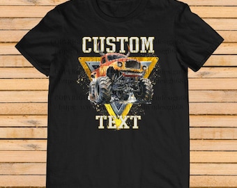 Monster Truck Shirt – Custom Text Tee, Personalized Monster Jam Birthday Gift for Kids & Adults, Customizable Truck Design