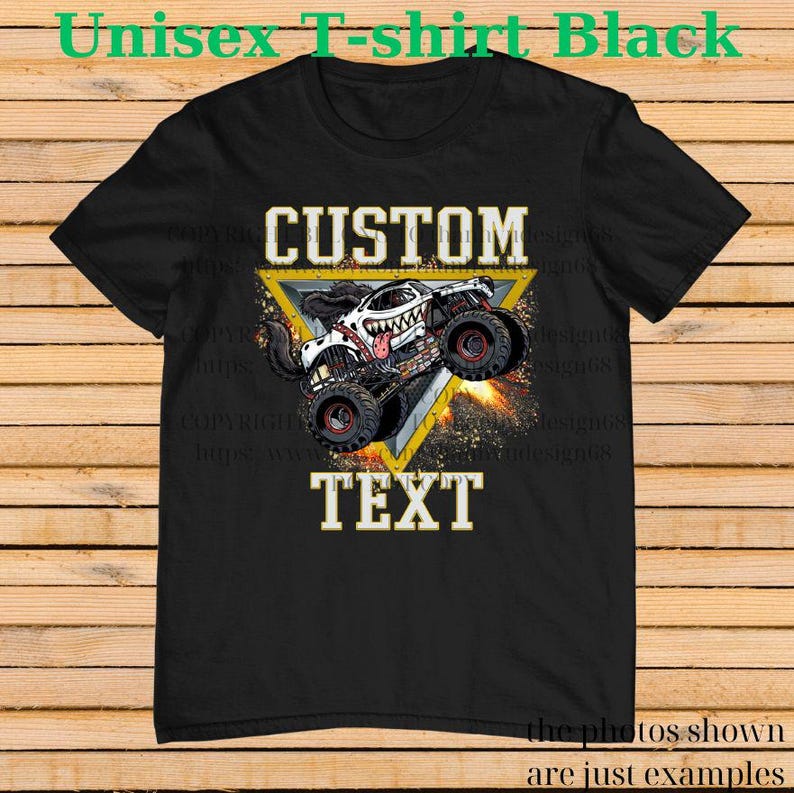 Retro Monster Truck Shirt – Custom Text Tee, Personalized Monster Jam Birthday Gift for Kids & Adults, Customizable Truck Design #13 bild 1