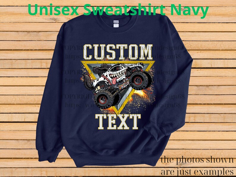 Retro Monster Truck Shirt – Custom Text Tee, Personalized Monster Jam Birthday Gift for Kids & Adults, Customizable Truck Design #13 bild 2
