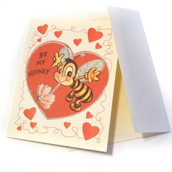 Vintage Valentine Reproduction Cute Honey Bee