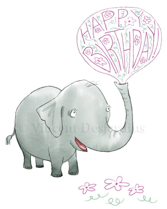 Download Happy Birthday Elephant Birthday Card Original ...