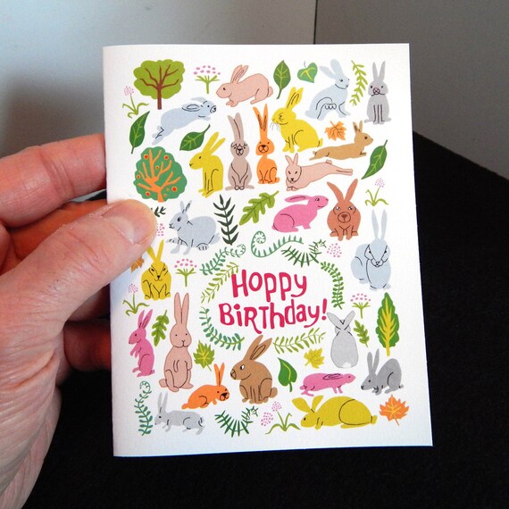 Anniversaire Carte Humour Lapin Printemps Couleurs Etsy